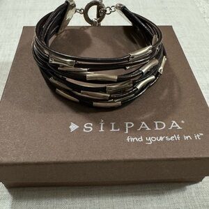 Silpada Leather & Sterling Bracelet